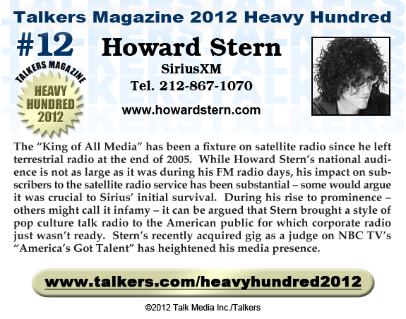TALKERS 2012 Heavy Hundred #12: Howard Stern, SiriusXM