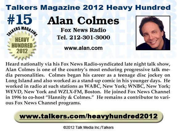 TALKERS 2012 Heavy Hundred #15: Alan Colmes, Fox News Radio