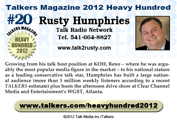 TALKERS 2012 Heavy Hundred #20: Rusty Humphries, Talk Radio Network