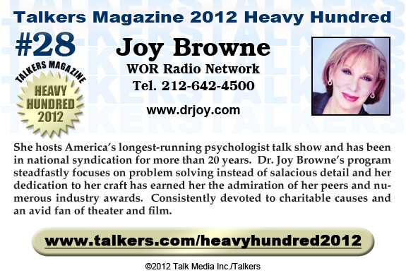 TALKERS 2012 Heavy Hundred #28: Joy Browne, WOR Radio Network