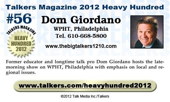 TALKERS 2012 Heavy Hundred #56: Dom Giordano, WPHT, Philadelphia