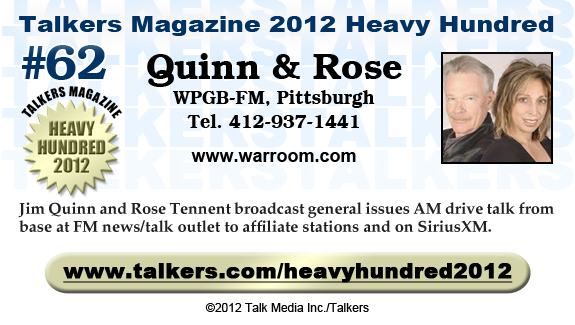 TALKERS 2012 Heavy Hundred #62: Quinn & Rose, WPGB-FM, Pittsburgh